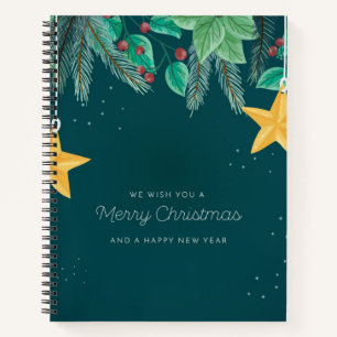 Cuaderno Feliz Navidad y un banquete de Año Nuevo feliz