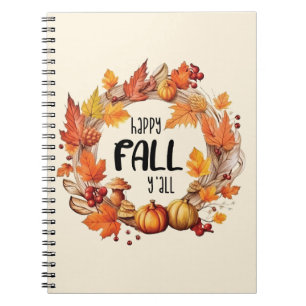 Cuaderno Feliz otoño - Calabaza y corona de hojas otoñales