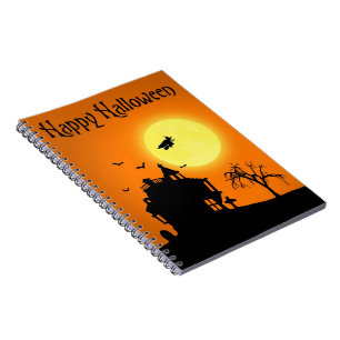 Cuaderno Feliz paisaje de la silueta de Halloween