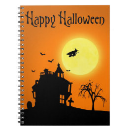 Cuaderno Feliz paisaje de la silueta de Halloween