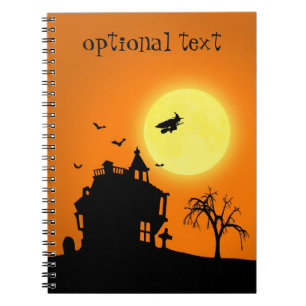 Cuaderno Feliz paisaje de la silueta de Halloween