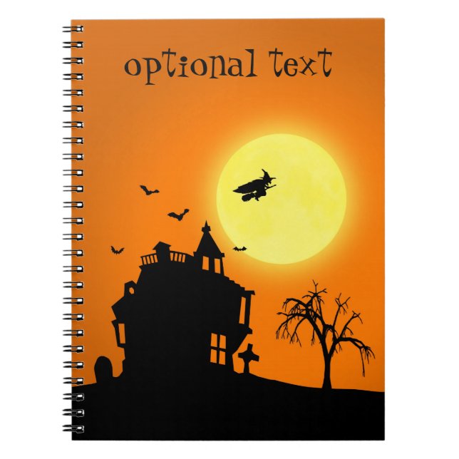 Cuaderno Feliz paisaje de la silueta de Halloween (Frente)