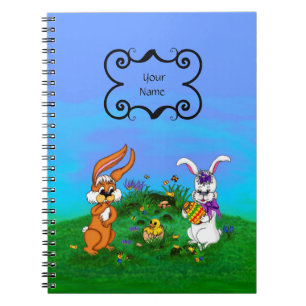 Cuaderno ¡Feliz Pascua! Conejo con conejo y pollo