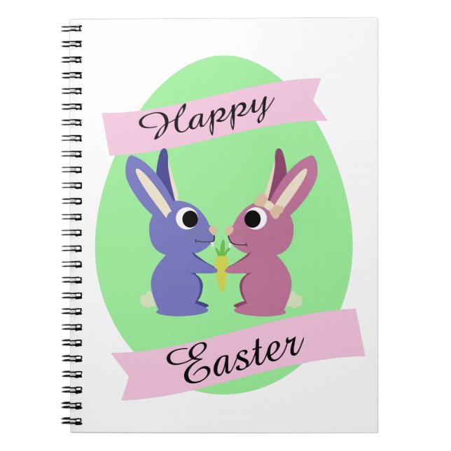 Cuaderno ¡Feliz Pascua! Cute Bunny Couple (Frente)