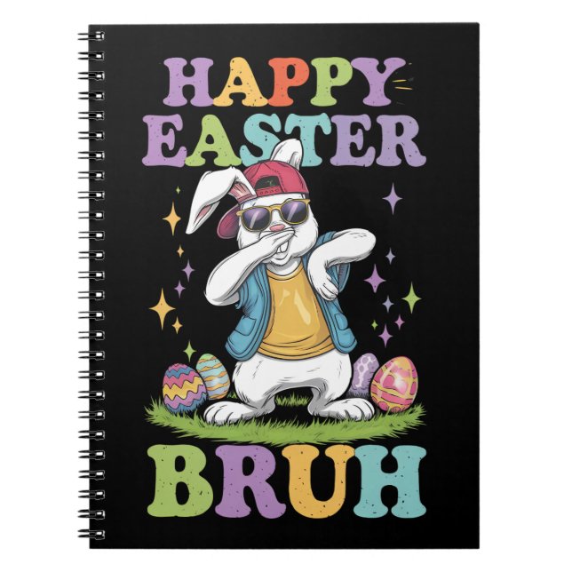 Cuaderno Feliz Pascua Hermano Conejo Conejito Divertido Dab (Frente)