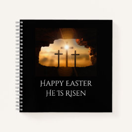Cuaderno Feliz Pascua se levanta tres cruces