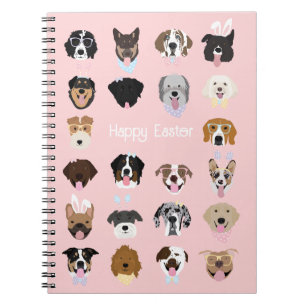 Cuaderno Feliz patrón de cara de perro de Pascua