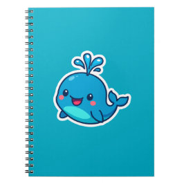 Cuaderno Feliz Pegatina de ballenas de Kawaii - amigo íntim