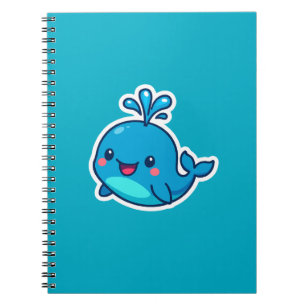 Cuaderno Feliz Pegatina de ballenas de Kawaii - amigo íntim