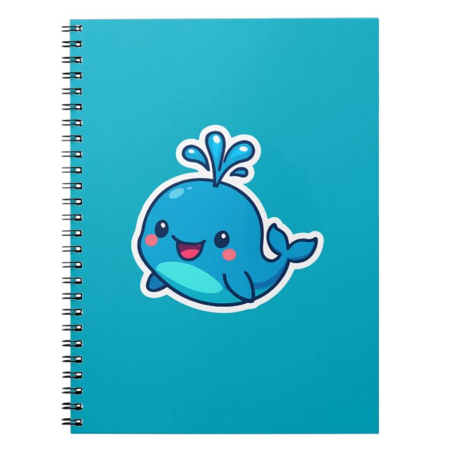 Cuaderno Feliz Pegatina de ballenas de Kawaii - amigo íntim (Frente)