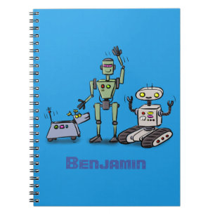 Cuaderno Feliz personalizado de trío de robots lindos
