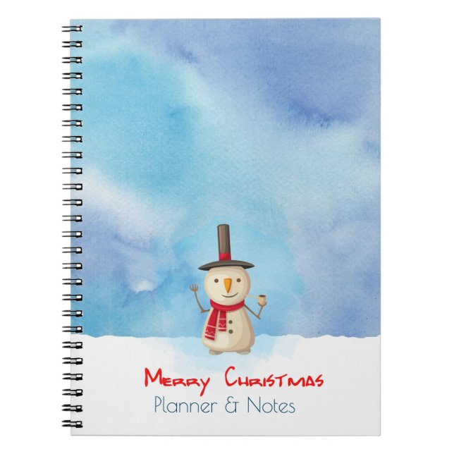 Cuaderno Feliz Planificador De Navidad Snowman ondeando Y S (Frente)