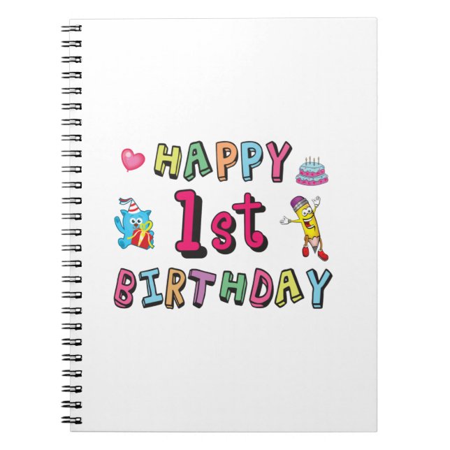 Cuaderno Feliz primer cumpleaños para niños de 1 año B-day (Frente)