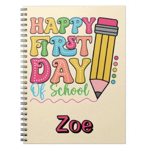 Cuaderno Feliz Primer Día De Clases Lápiz Adorable Con Luna
