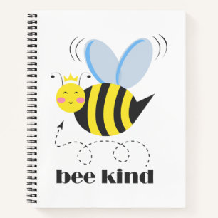 Cuaderno Feliz princesa de abejas con corona y lema Bee Kin