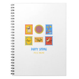 Cuaderno Feliz Pug Sello de Primavera 
