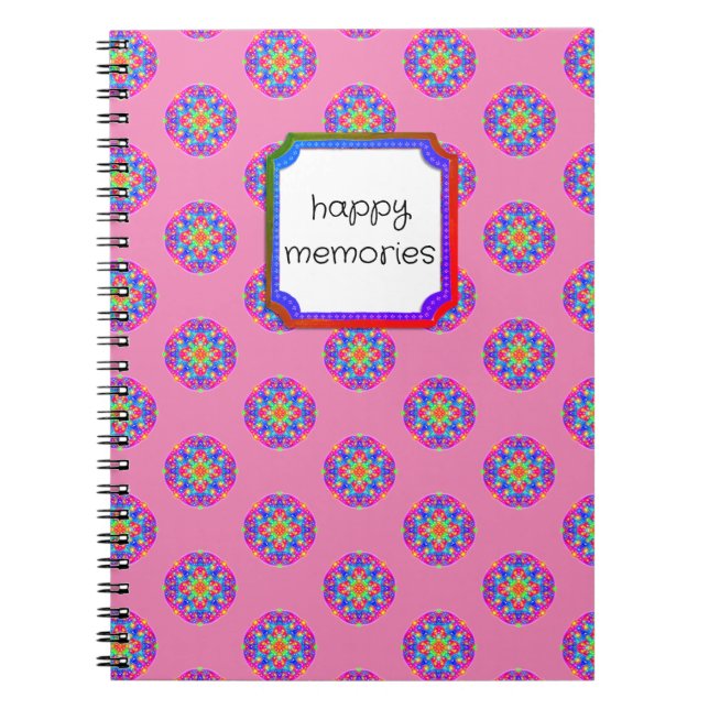 Cuaderno Feliz Recuerdos Estrella rosa Mandala Boho Noteboo (Frente)