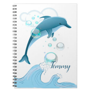 Cuaderno Feliz salto de delfín con burbujas