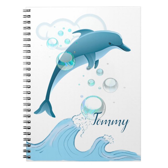 Cuaderno Feliz salto de delfín con burbujas (Frente)