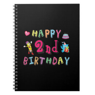 Cuaderno Feliz segundo cumpleaños. Cumpleaños de 2 años.
