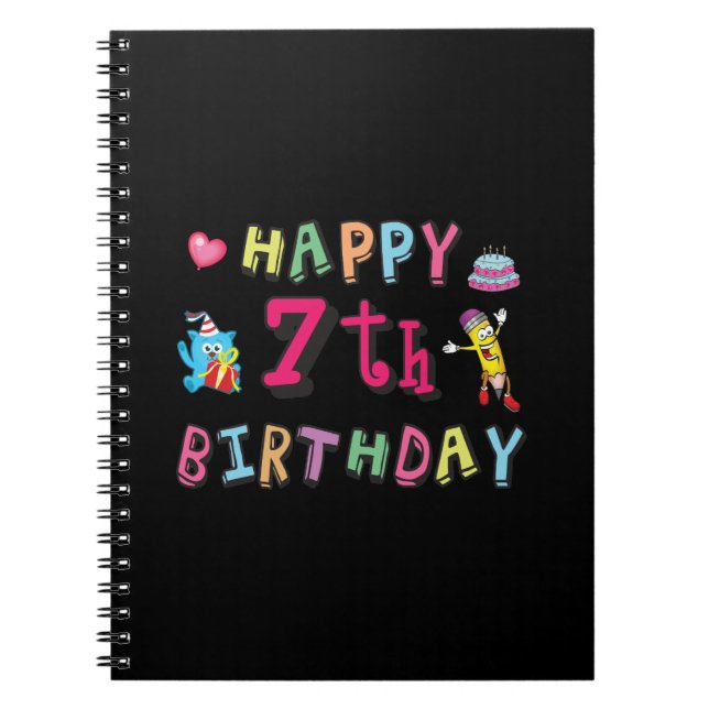 Cuaderno Feliz séptimo cumpleaños. De 7 años. (Frente)