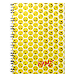 Cuaderno Feliz sonrisa cara amarillo negro nombre rojo negr