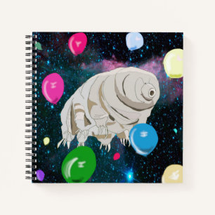Cuaderno Feliz Tardigrado flotando a través del espacio y g