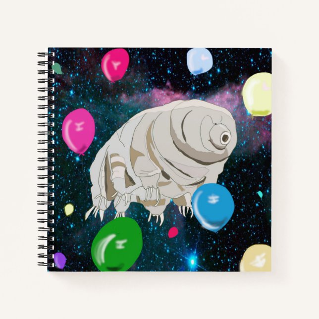 Cuaderno Feliz Tardigrado flotando a través del espacio y g (Anverso)