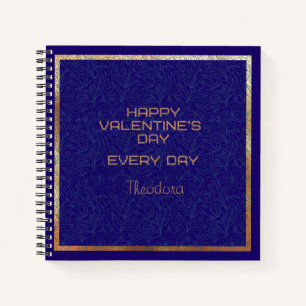 Cuaderno Feliz texto del marco dorado de la marca de agua a