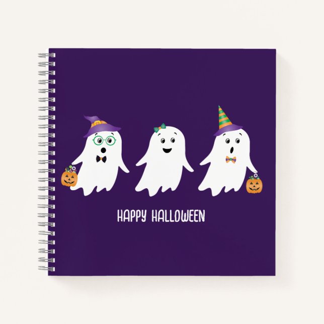 Cuaderno Feliz Truco O Trato De Fantasmas De Halloween (Anverso)