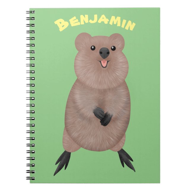 Cuaderno Feliz y lindo diseño de personalizados de quokka (Frente)