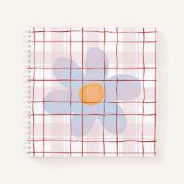 Cuaderno Femenino floral con fondo escocés Moderno rosa