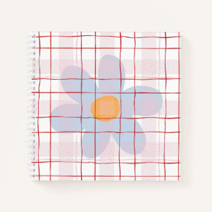 Cuaderno Femenino floral con fondo escocés Moderno rosa