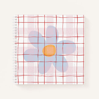 Cuaderno Femenino floral con fondo escocés Moderno rosa