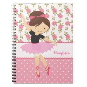 Cuaderno Femenino rosado floral de la bailarina caprichosa