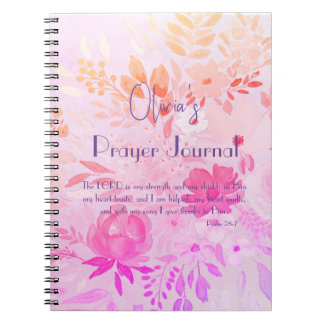 Cuaderno Feminine Cheerful Pink Purple Floral Faith Prayer