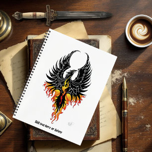 Cuaderno Fénix Ardiente Resurgiendo Pájaro de Fuego Llamas