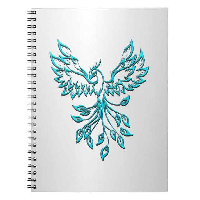 Cuaderno Fénix azul turquesa se eleva sobre plata (Frente)