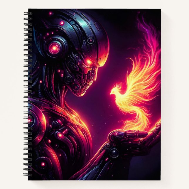 Cuaderno Fénix Espíritu de Fuego Robot Ciberfuturista (Anverso)