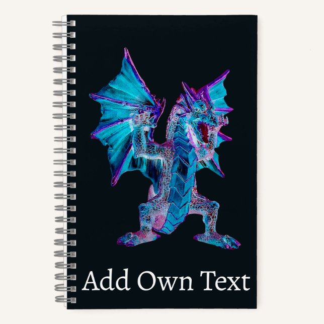 Cuaderno Fénix Forja Dragón de Fuego Azul Llama Viviente (Anverso)