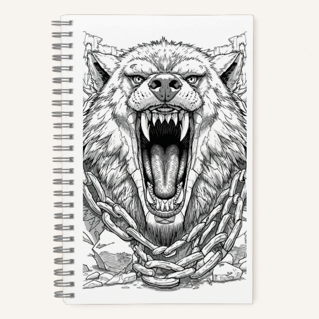Cuaderno Fenrir Bound Wolf Norse Mythology Sketch Art Noteb (Anverso)