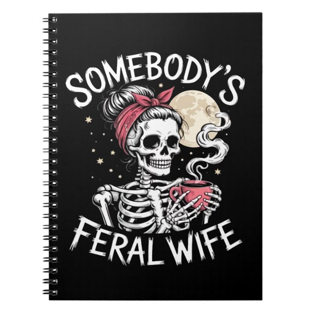 Cuaderno Feral Funny Coffee Amantes de beber Chiste de crán (Frente)
