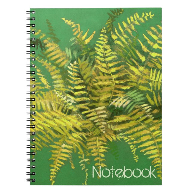 Cuaderno Fern, floral, personalizable, vegetación, azul y v (Frente)