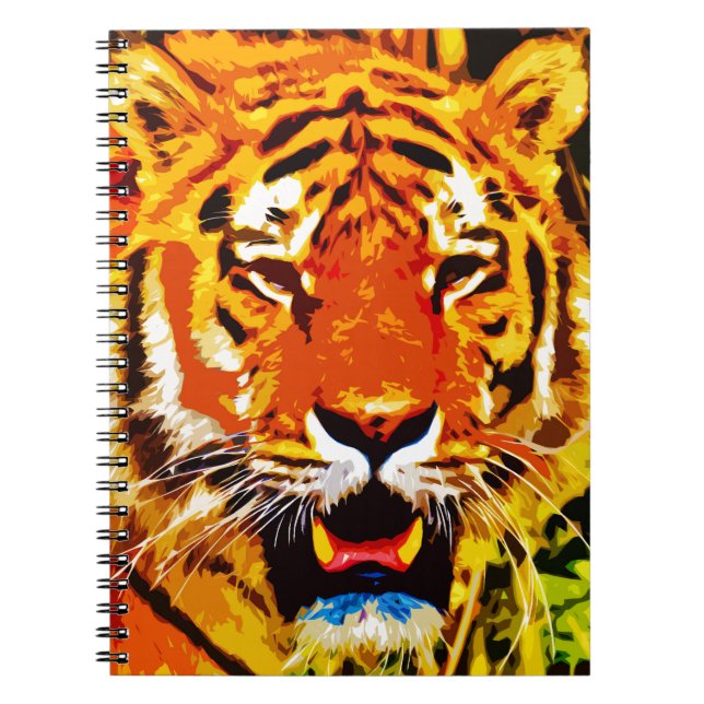 Cuaderno Feroz Naranja brillante tigre siberiano (Frente)