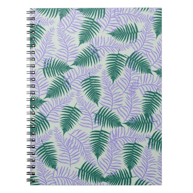 Cuaderno Ferrocarril verde púrpura deja un patrón de flores (Frente)