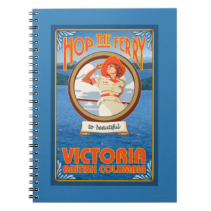 Cuaderno Ferry de una mujer en bicicleta - Victoria, BC Can