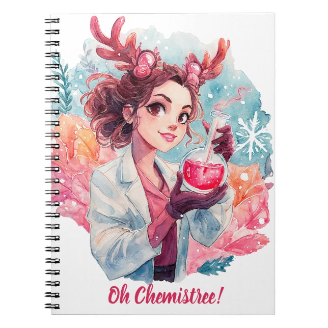 Cuaderno Festive Chemist Girl Watercolor Science Art (Frente)