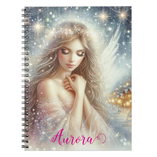 Cuaderno Festive Girly Watercolor Ethereal Frost Snow Angel (Frente)