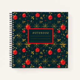 Cuaderno Festive Square Holiday Journal - Red Ornaments