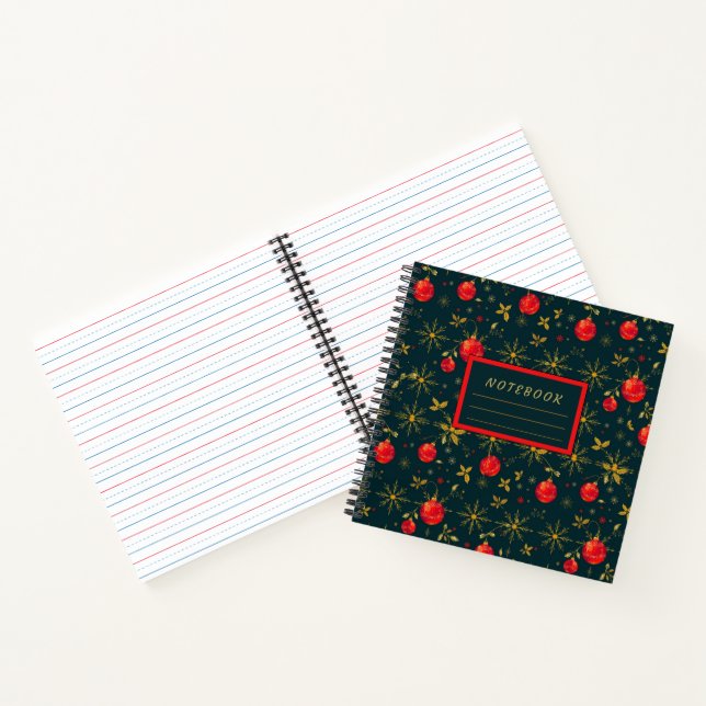 Cuaderno Festive Square Holiday Journal - Red Ornaments (Interior)
